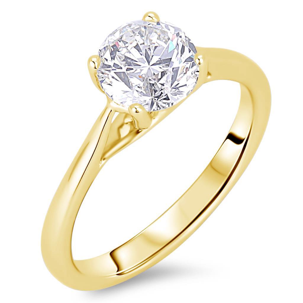 3 quilates solitário de corte redondo diamante anel de casamento ouro amarelo 14K - harrychadent.pt