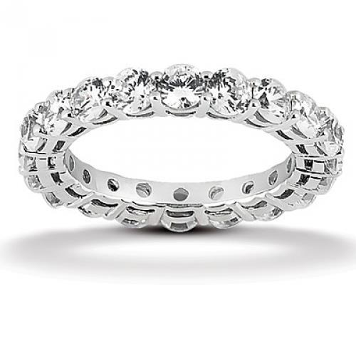 Aliança de casamento eterna de diamante redondo de 3 quilates. ouro branco 14K nova - harrychadent.pt