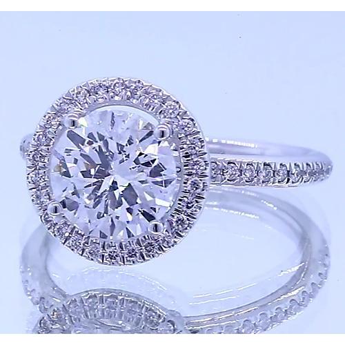 Anel de noivado com diamante redondo de 3 quilates e halo em ouro branco 14K - harrychadent.pt