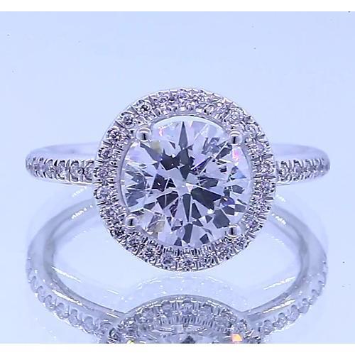Anel de noivado com diamante redondo de 3 quilates e halo em ouro branco 14K - harrychadent.pt