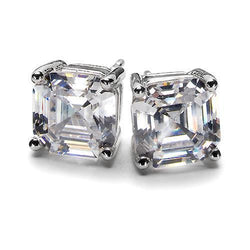 3 Carats Studs Diamond Women Earring White Gold Asscher Diamond