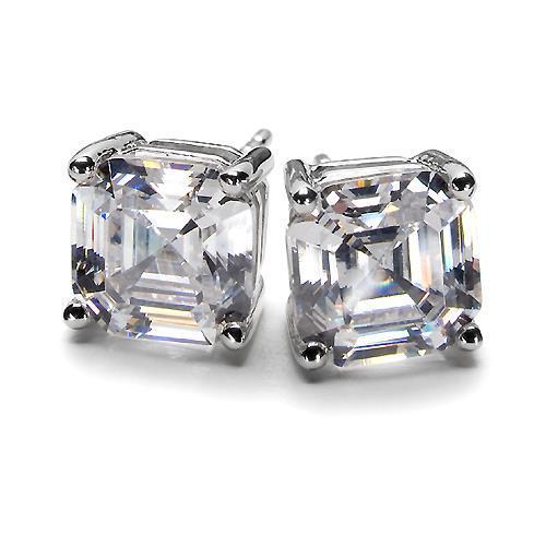 3 Carati Studs Diamond Orecchino da donna in oro bianco con diamante Asscher - harrychadent.pt