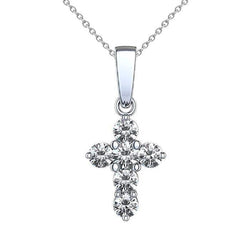 3 Ct Gorgeous Round Brilliant Cut Diamonds Cross Pendant Necklace