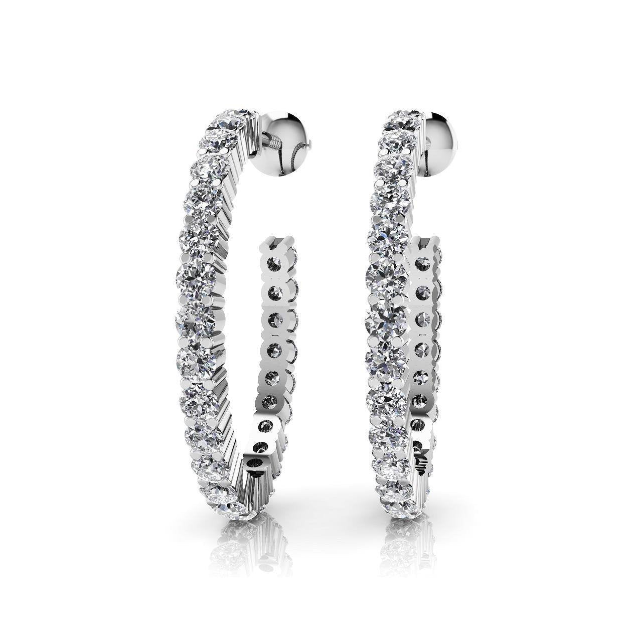 Brincos femininos de 3 ct com corte redondo de diamantes em fileira - harrychadent.pt