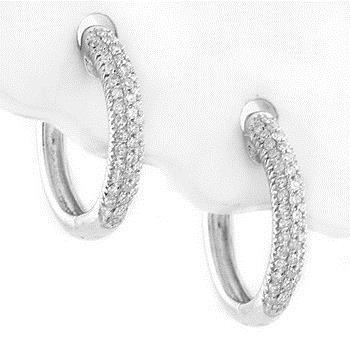 Brinco argola redondo feminino de diamante de 3 ct ouro branco 14K - harrychadent.pt