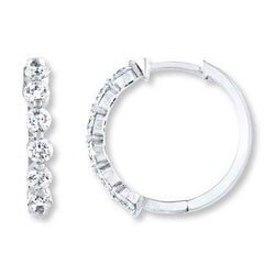 3 Ct Round Hoop Diamond Earring Solid 14K White Gold
