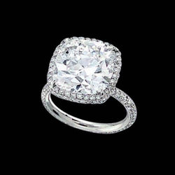3 Ct. Cushion & Round Diamonds Halo Engagement Ring New