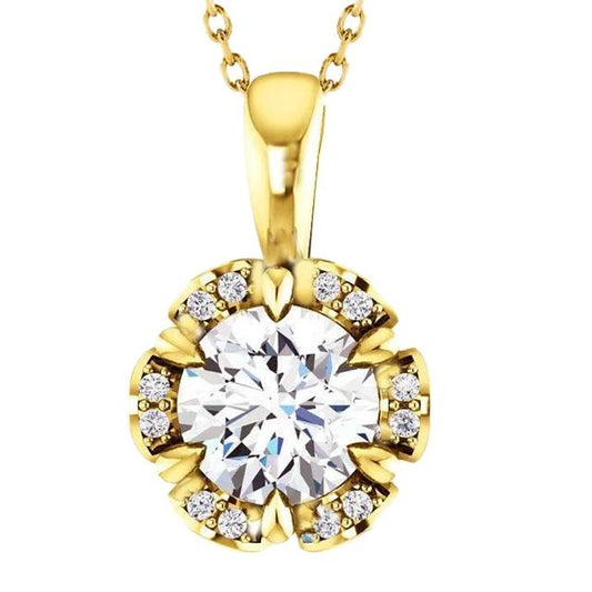 3.00 Ct. Colar de pingente de diamantes ouro amarelo corte redondo - harrychadent.pt