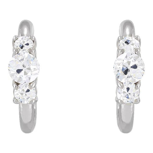 Brincos de argola aberta de diamante com 3 pedras e joias de ouro com 6 quilates de idade - harrychadent.pt