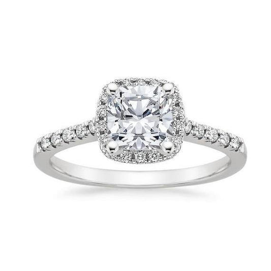 Almofada de 3.20 quilates e anel de halo de noivado com diamante redondo - harrychadent.pt