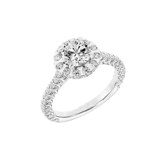 3.20 quilates de diamante espumante anel de casamento ouro branco 14K halo - harrychadent.pt