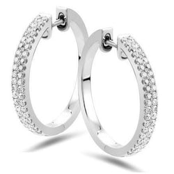 3.20 Ct Brilliant Cut Diamonds White Gold 14K Women Hoop Earrings