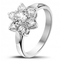 3.30 Carats Sparkling Round Halo Diamonds Engagement Ring White Gold