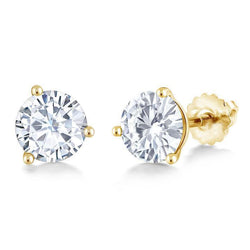 3.30 Ct. Diamonds Ladies Studs Earrings Yellow Gold 14K