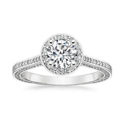 3.35 Ct Sparkling Halo Diamond Engagement Ring White Gold 14K