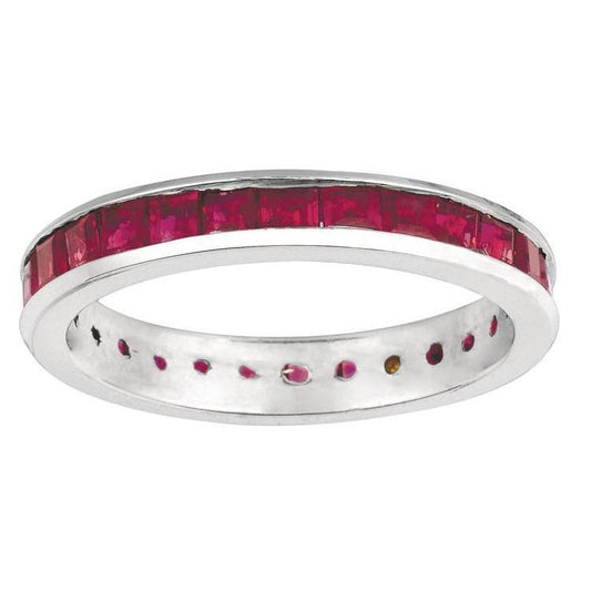 Banda Anel Princesa Rubi Eternidade 3.36 quilates ouro branco 14K - harrychadent.pt