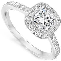 3.50 Carats Cushion Halo Diamond Wedding Ring