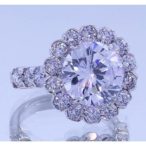 Diamante de 3.50 quilates redondo anel de aniversário de halo em ouro branco 14K - harrychadent.pt