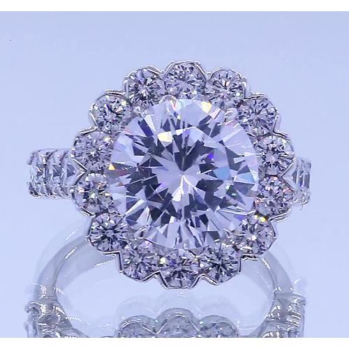Diamante de 3.50 quilates redondo anel de aniversário de halo em ouro branco 14K - harrychadent.pt
