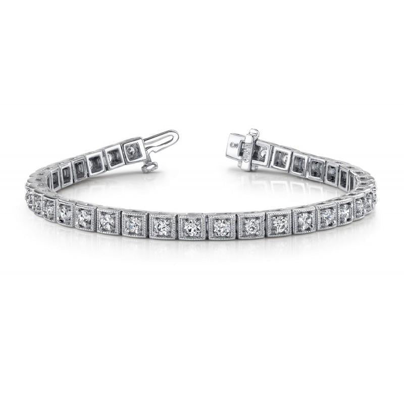 Pulseira de tênis de diamante 3.50 quilates ouro branco 14K - harrychadent.pt