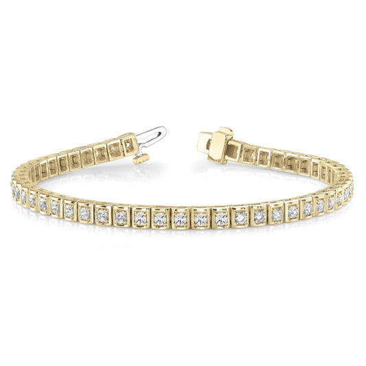 Pulseira redonda de diamante de tênis de 3.50 quilates e ouro amarelo 14K - harrychadent.pt