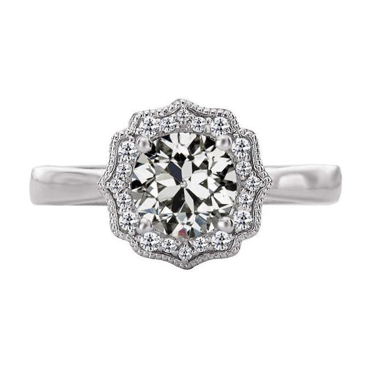 3.50 quilates redondo antigo mineiro anel de halo de diamante estilo flor - harrychadent.pt