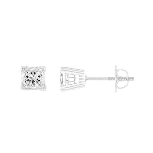 Brinco com pino princesa corte de diamante 3.50 ct em ouro branco 14K - harrychadent.pt