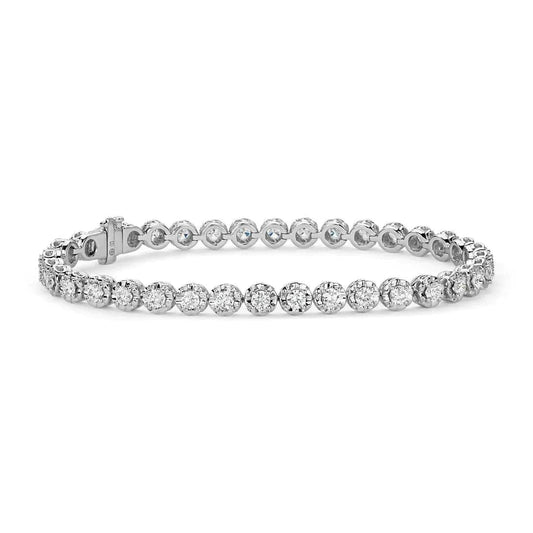 Pulseira de diamante redondo de 3,50 quilates com corte brilhante montagem com corte de diamante