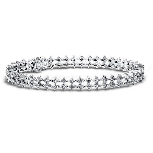 Pulseira feminina de diamantes de linha dupla 3.60 quilates ouro branco 14K nova - harrychadent.pt