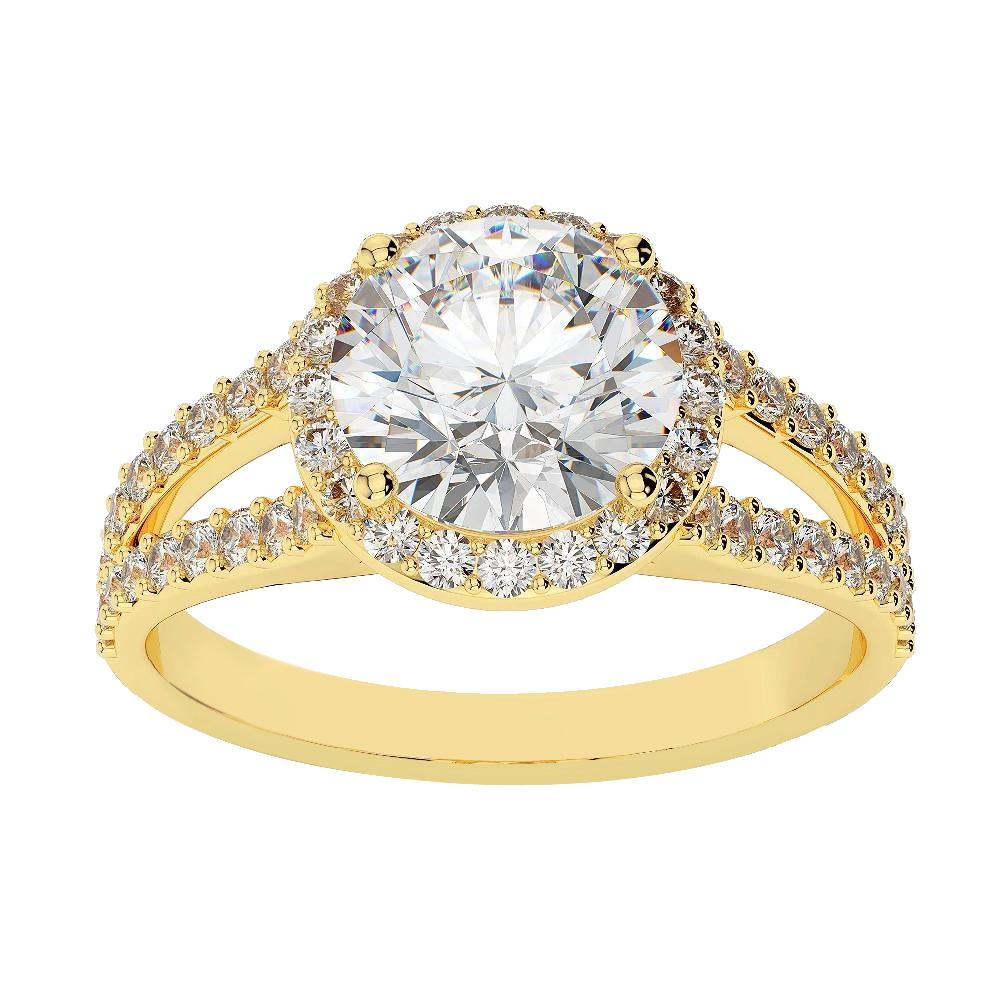 3.60 quilates Halo redondo diamante anel ouro amarelo - harrychadent.pt