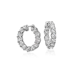 3.60 Carats Round Brilliant Cut Diamonds Lady Hoop Earrings 14K Gold