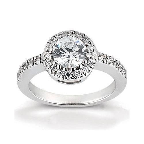 3.65 Ct. Anel de diamante Halo joias de casamento em ouro branco - harrychadent.pt