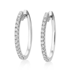 3.70 Carats Prong Set Round Diamonds Lady Hoop Earrings Gold White