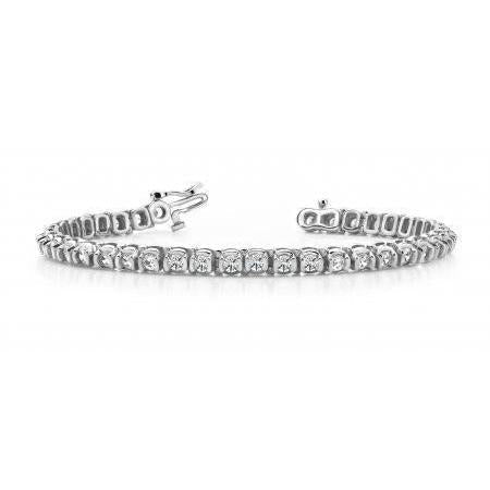 Pulseira de tênis de diamantes de corte redondo de 3.80 quilates em ouro branco 14K - harrychadent.pt