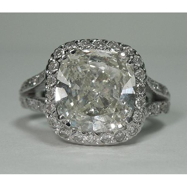 4 quilates almofada centro diamante halo anel joias de ouro branco - harrychadent.pt