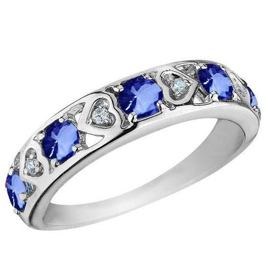 Jóia de diamantes redondos da Tanzanite da banda da eternidade de 4 quilates - harrychadent.pt