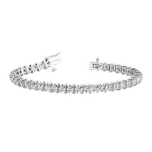 Pulseira de tênis de diamante com configuração de pino redondo de 4 quilates e ouro maciço branco - harrychadent.pt