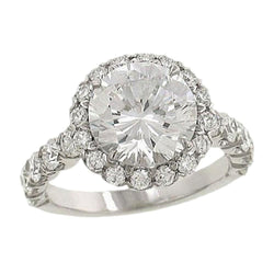 4 Carats Diamond Halo Ring Pave Jewelry Engagement White Gold
