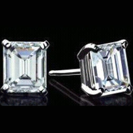 Brinco fino feminino de diamante com corte esmeralda 4 quilates ouro branco 14K - harrychadent.pt