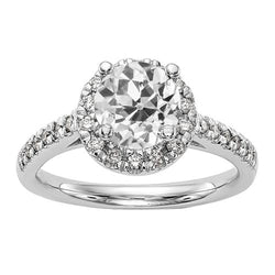 4 Carats Halo Anniversary Ring Round Old European Diamond Jewelry