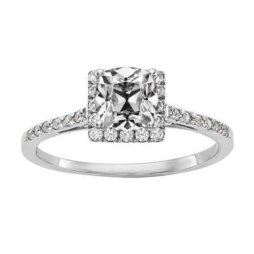 Almofada halo de 4 quilates. anel de noivado de diamante antigo com detalhes - harrychadent.pt