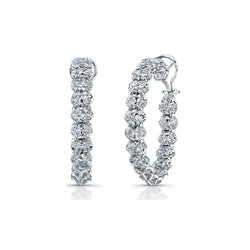 4 Carats Sparkling Oval Cut Diamond Hoop Earring Solid Gold