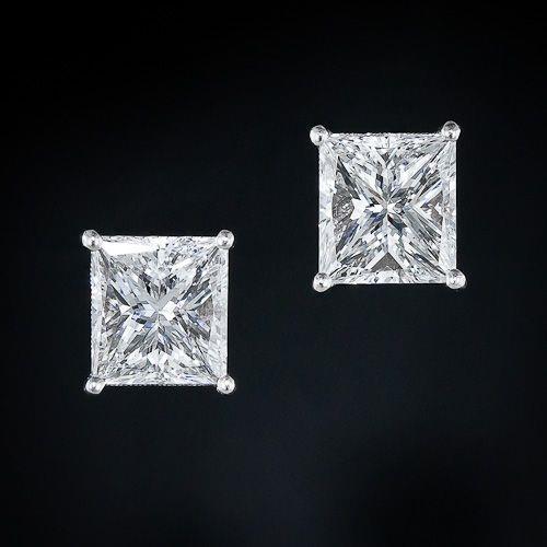 Brinco de diamante com pino grande de 4 ct com pino de corte de princesa - harrychadent.pt