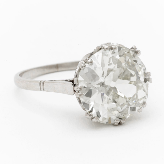 4 ct Grande Redondo Antigo Corte Mina Anel de Casamento Diamante Branco Ouro 14K