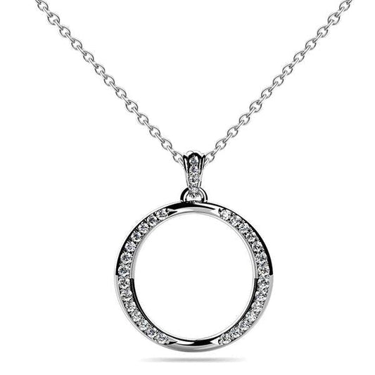 Colar com pingente circular de diamantes com corte redondo lindo de 4 ct em ouro branco - harrychadent.pt