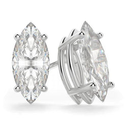 4 Ct Prong Set Marquise Cut Solitaire Diamond Stud Earring White Gold