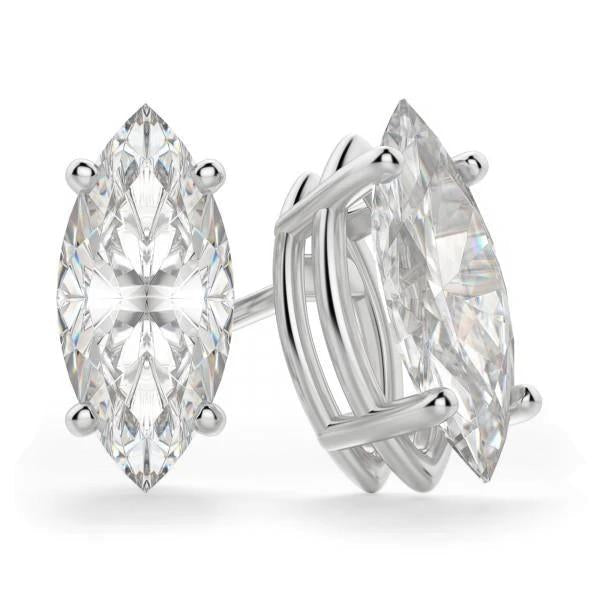 Conjunto de pontas de 4 ct. Marquise Cut Solitaire Diamond Stud Earring ouro branco - harrychadent.pt