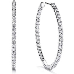 4 Ct Round Brilliant Cut Diamonds Lady Hoop Earrings 14K White Gold