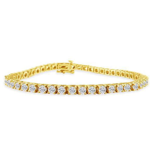 4 ct redondo corte diamante tênis feminino pulseira sólida ouro amarelo - harrychadent.pt