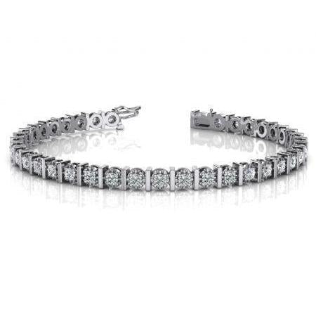 Bracelete de tênis de diamante redondo com conjunto de 4 pinos ouro branco 8 quilates - harrychadent.pt